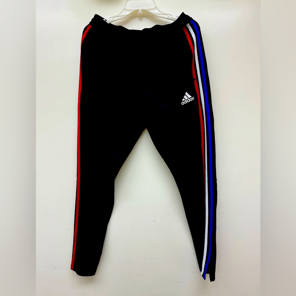 Men’s medium track pants Adidas blue red white stripe